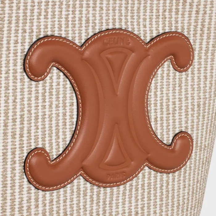 Small Bucket Cuir Triomphe In Striped Textile And Calfskin Beige Women CELINE CUIR TRIOMPHE Small Bucket Cuir Triomphe In Striped Textile And Calfskin Beige Women CELINE CUIR TRIOMPHE