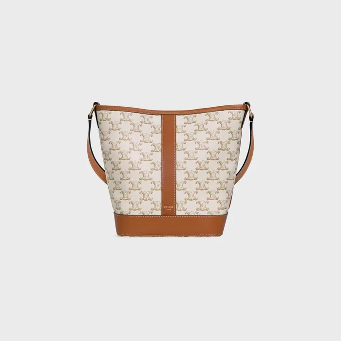 Small Bucket In Triomphe Canvas And Calfskin White Women CELINE TRIOMPHE CANVAS Small Bucket In Triomphe Canvas And Calfskin White Women CELINE TRIOMPHE CANVAS