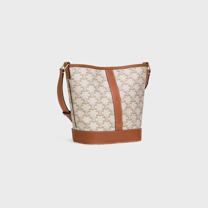 Small Bucket In Triomphe Canvas And Calfskin White Women CELINE TRIOMPHE CANVAS Small Bucket In Triomphe Canvas And Calfskin White Women CELINE TRIOMPHE CANVAS