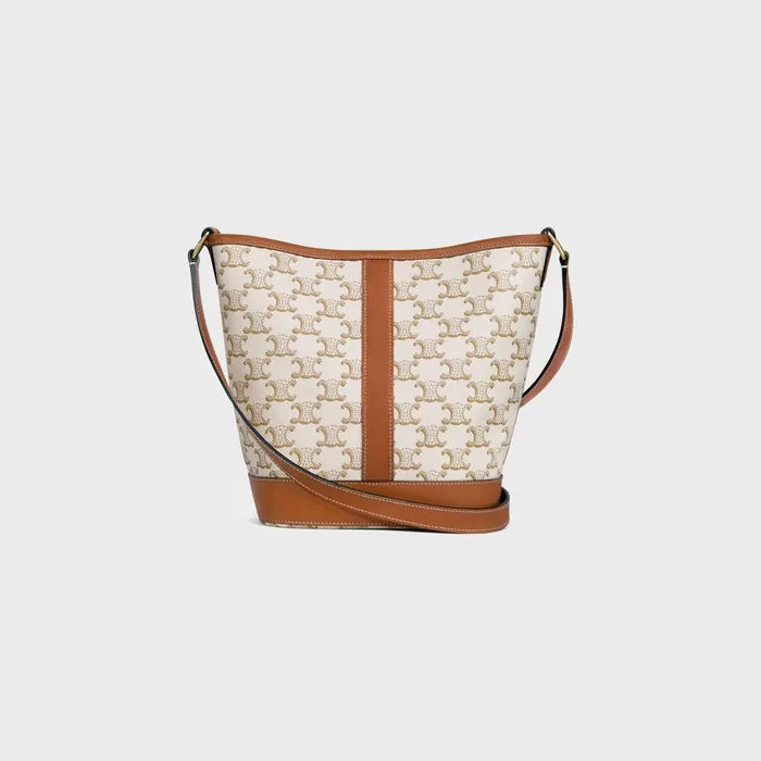 Small Bucket In Triomphe Canvas And Calfskin White Women CELINE TRIOMPHE CANVAS Small Bucket In Triomphe Canvas And Calfskin White Women CELINE TRIOMPHE CANVAS