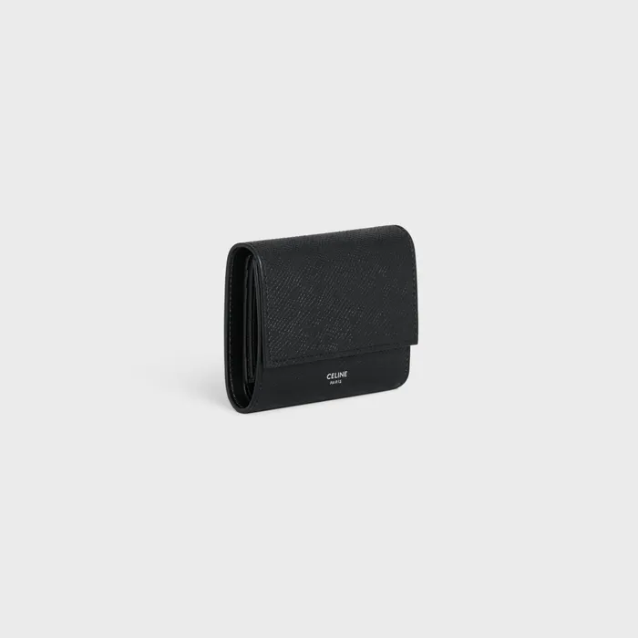 Small Trifold Wallet In Grained Calfskin Black Men CELINE WALLETS Small Trifold Wallet In Grained Calfskin Black Men CELINE WALLETS