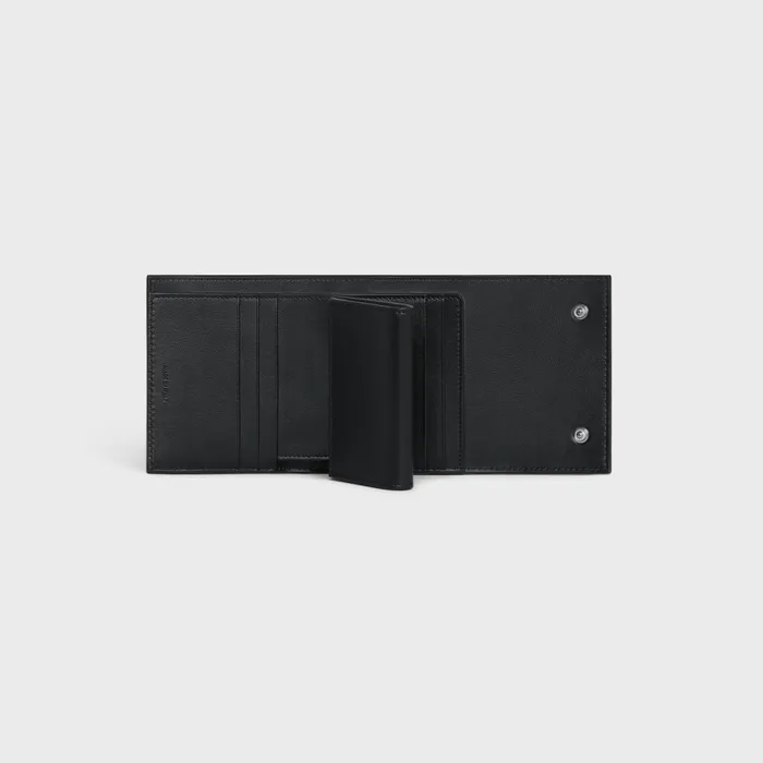Small Trifold Wallet In Grained Calfskin Black Men CELINE WALLETS Small Trifold Wallet In Grained Calfskin Black Men CELINE WALLETS