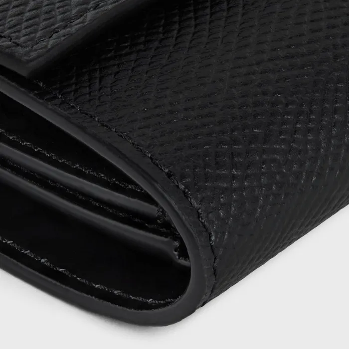 Small Trifold Wallet In Grained Calfskin Black Men CELINE WALLETS Small Trifold Wallet In Grained Calfskin Black Men CELINE WALLETS