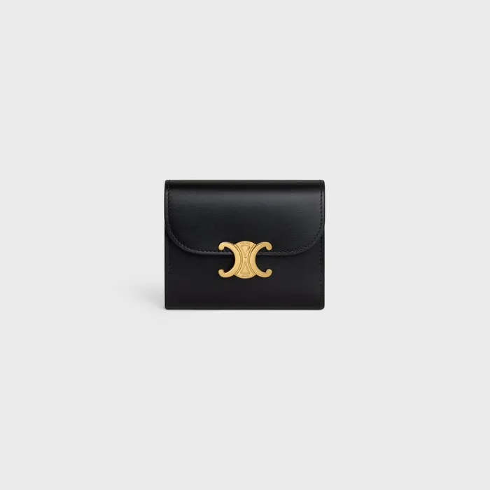 Small Wallet Triomphe In Shiny Calfskin Black Women CELINE WALLETS
