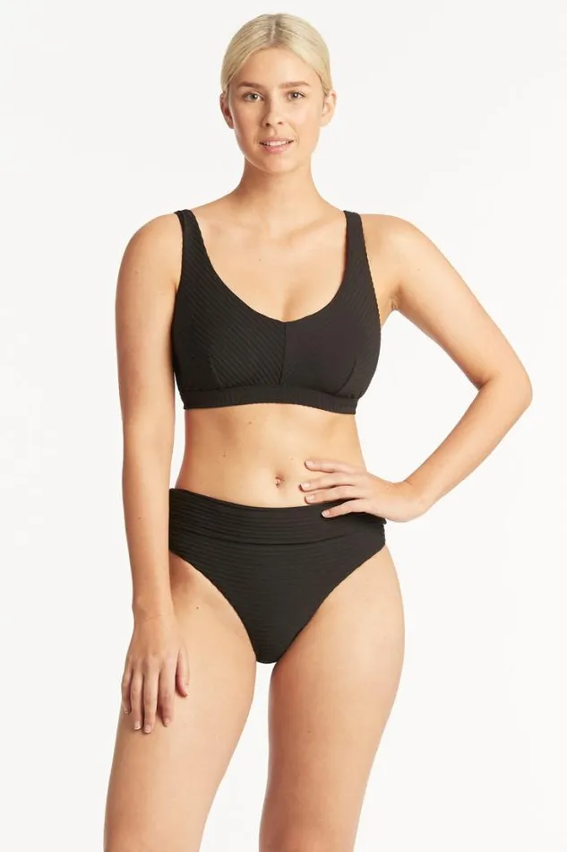 Spinnaker Roll Band Pant Spinnaker Black Women Sea Level Bottoms