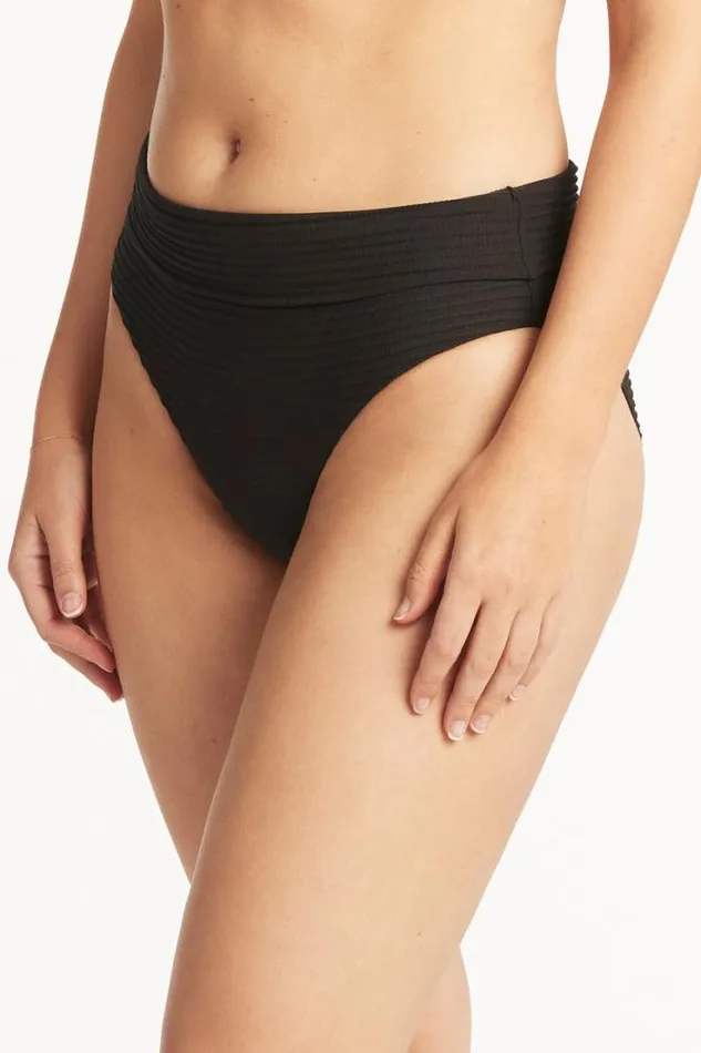 Spinnaker Roll Band Pant Spinnaker Black Women Sea Level Bottoms