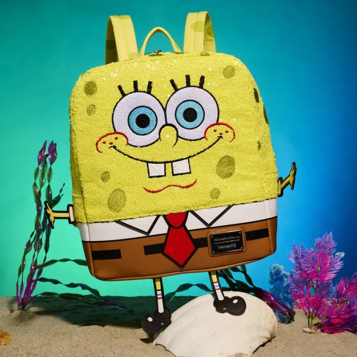 SpongeBob SquarePants Exclusive 25th Anniversary Sequin Cosplay Mini Backpack Unisex Loungefly Backpacks SpongeBob SquarePants Exclusive 25th Anniversary Sequin Cosplay Mini Backpack Unisex Loungefly Backpacks