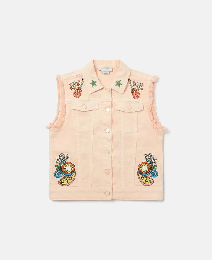 Stella McCartney 039Love To Dream039 Embroidered Gilet Pink Kids Outerwear