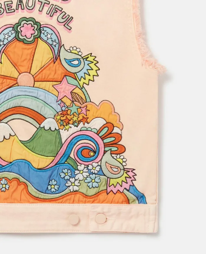 Stella McCartney 039Love To Dream039 Embroidered Gilet Pink Kids Outerwear