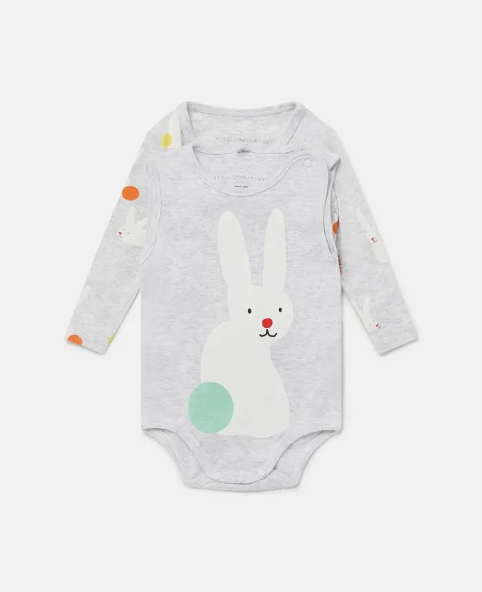Stella McCartney Bunny Print Bodysuit Set Grey Kids Newborn 0 8211 24 Months