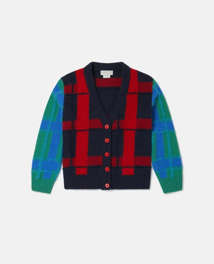 Stella McCartney Checked Cardigan Multicolour Kids Sweaters and Cardigans