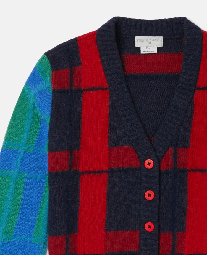 Stella McCartney Checked Cardigan Multicolour Kids Sweaters and Cardigans