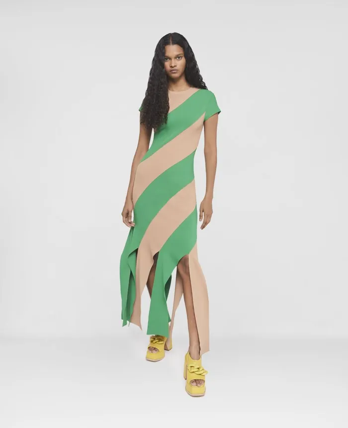 Stella McCartney Compact Knit Midi Dress Multicolour Women Dresses