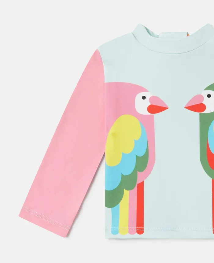 Stella McCartney Double Parrot Print Frill Swim Top And Bikini Briefs Multicolour Kids Baby Girls Stella McCartney Double Parrot Print Frill Swim Top And Bikini Briefs Multicolour Kids Baby Girls