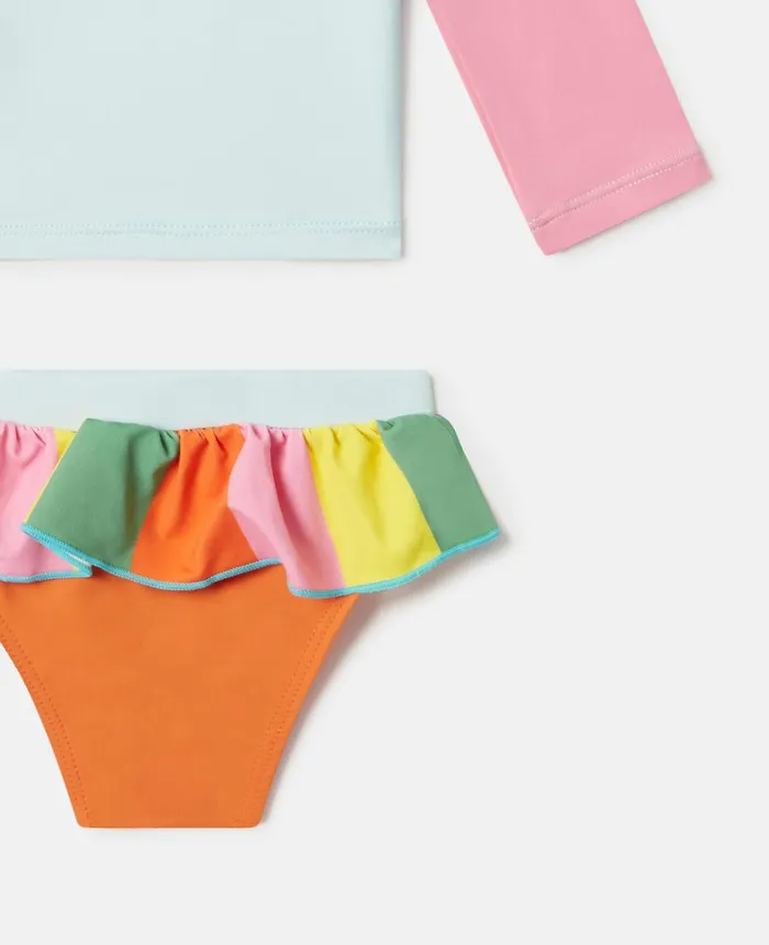 Stella McCartney Double Parrot Print Frill Swim Top And Bikini Briefs Multicolour Kids Baby Girls Stella McCartney Double Parrot Print Frill Swim Top And Bikini Briefs Multicolour Kids Baby Girls