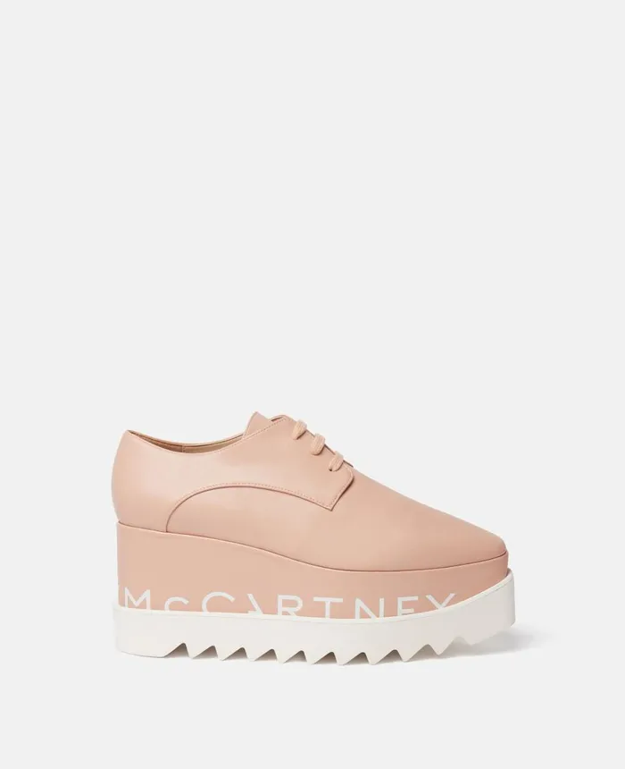 Stella McCartney Elyse Logo Platform Shoes Blush Pink Women Wedges