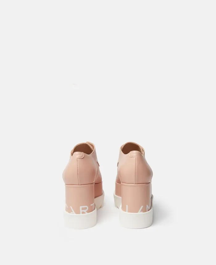 Stella McCartney Elyse Logo Platform Shoes Blush Pink Women Wedges