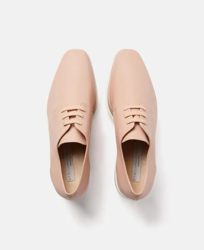 Stella McCartney Elyse Logo Platform Shoes Blush Pink Women Wedges