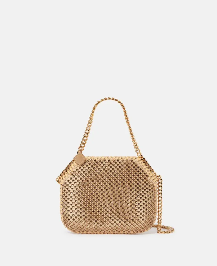 Stella McCartney Falabella Crystal Mesh Mini Tote Bag Fawn Women Mini Bags And Clutches