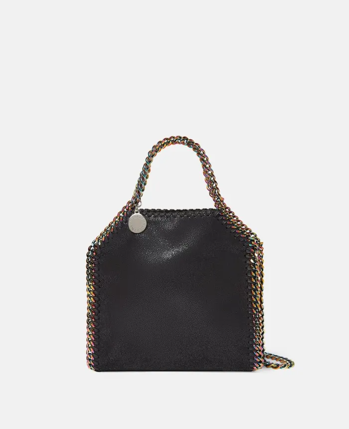 Stella McCartney Falabella Holographic Chain Tiny Tote Bag Black Women TopHandle Bags Stella McCartney Falabella Holographic Chain Tiny Tote Bag Black Women TopHandle Bags