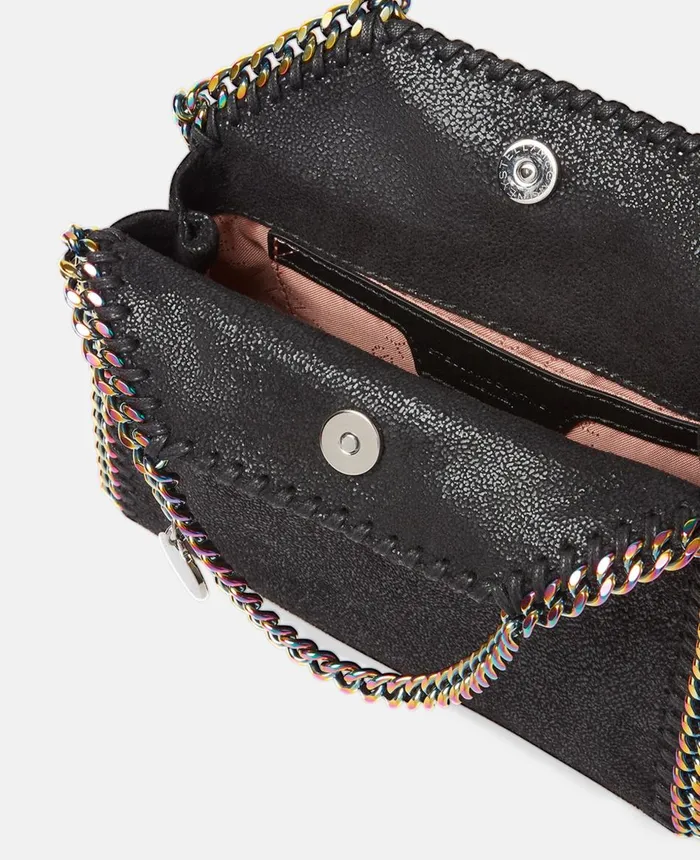 Stella McCartney Falabella Holographic Chain Tiny Tote Bag Black Women TopHandle Bags Stella McCartney Falabella Holographic Chain Tiny Tote Bag Black Women TopHandle Bags