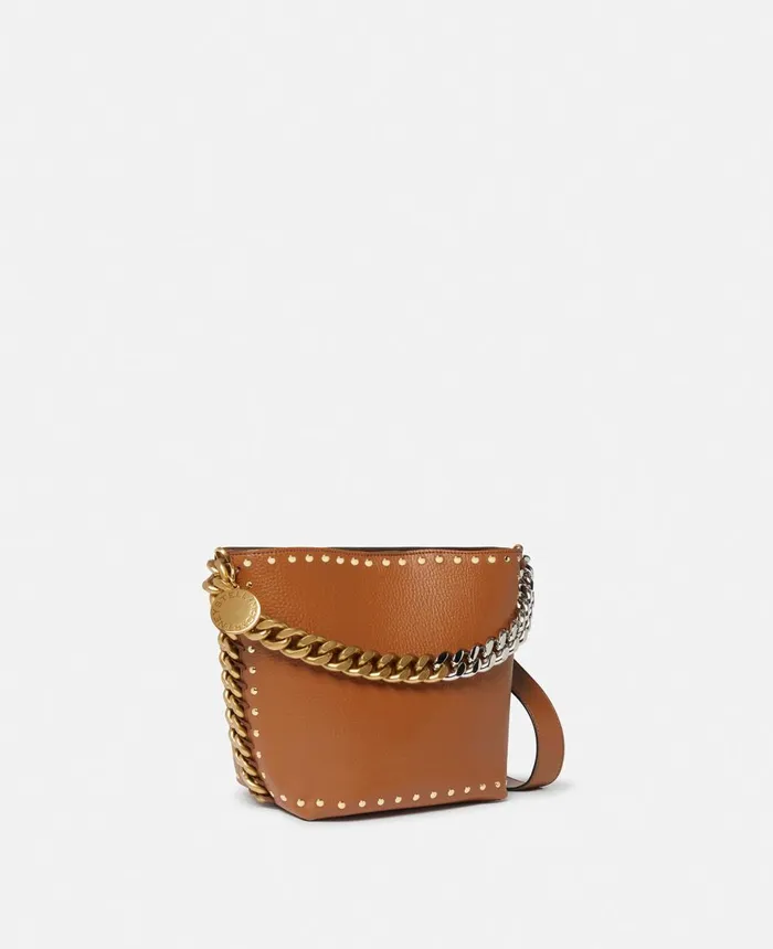 Stella McCartney Frayme Grainy Studded Bucket Bag Pecan Women Frayme Bag
