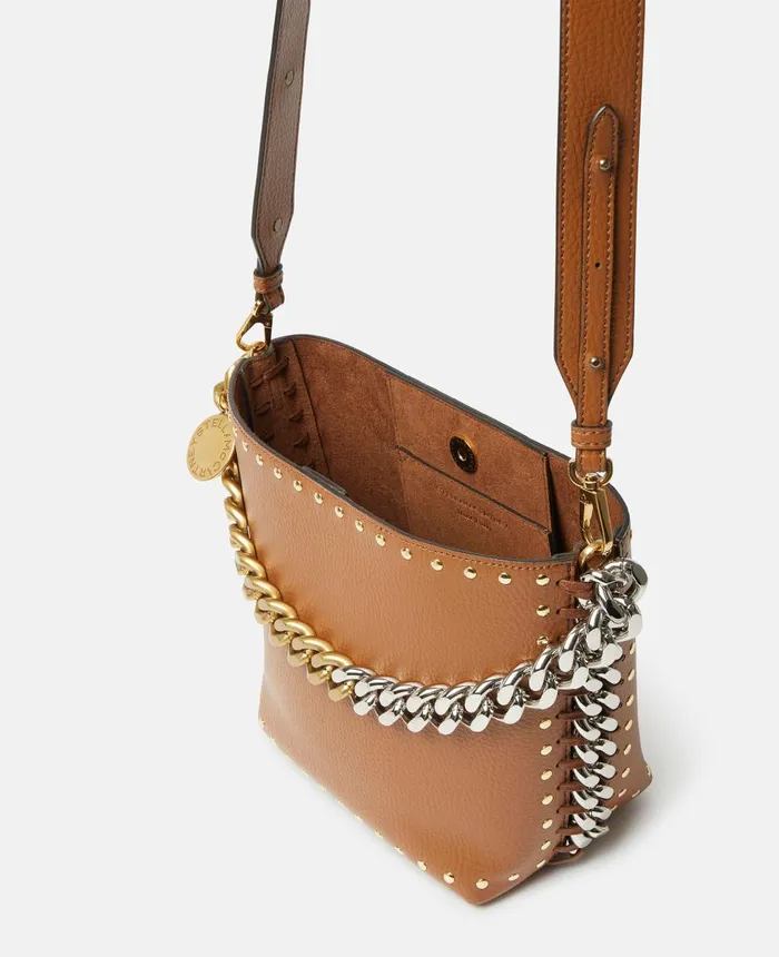 Stella McCartney Frayme Grainy Studded Bucket Bag Pecan Women Frayme Bag