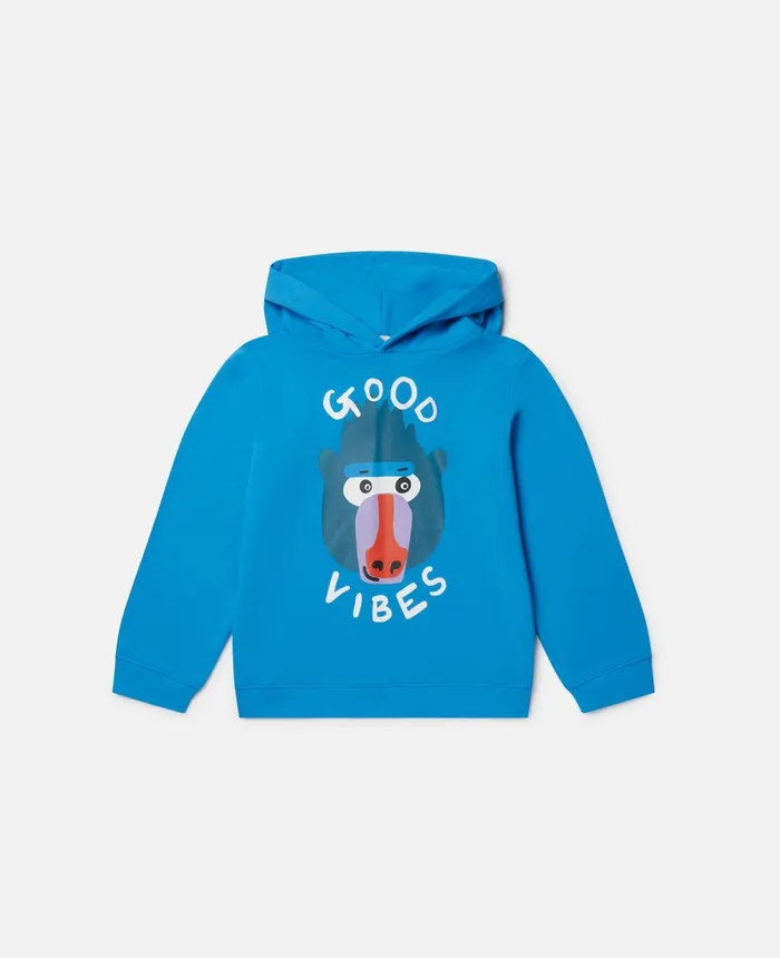 Stella McCartney Good Vibes Monkey Print Hoodie Blue Kids TShirts And Sweatshirt Stella McCartney Good Vibes Monkey Print Hoodie Blue Kids TShirts And Sweatshirt