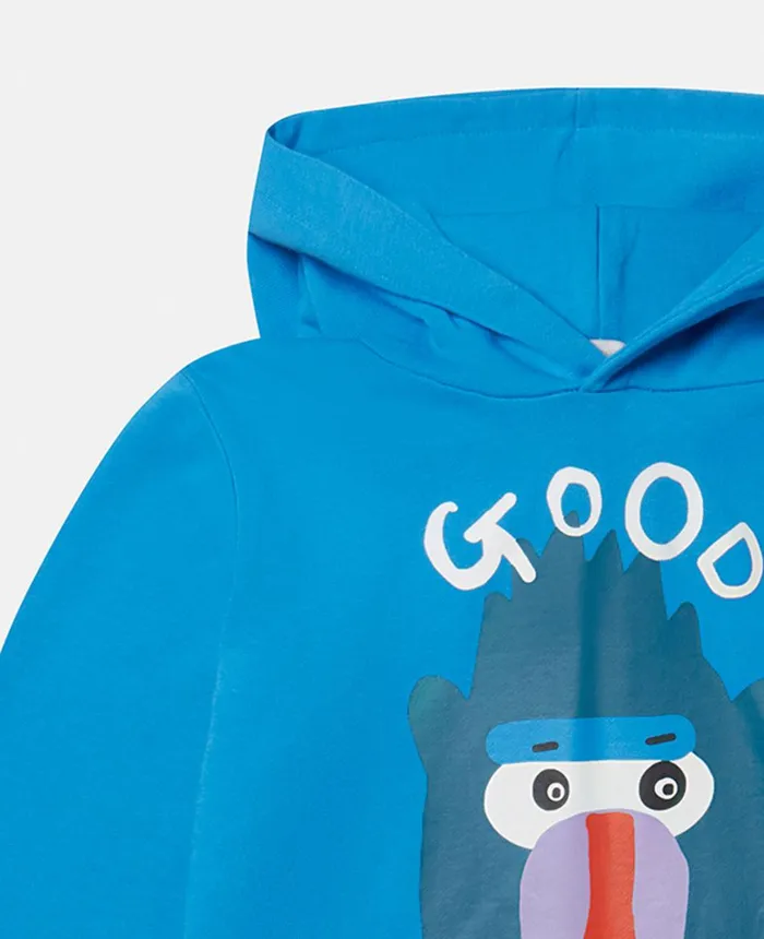 Stella McCartney Good Vibes Monkey Print Hoodie Blue Kids TShirts And Sweatshirt Stella McCartney Good Vibes Monkey Print Hoodie Blue Kids TShirts And Sweatshirt