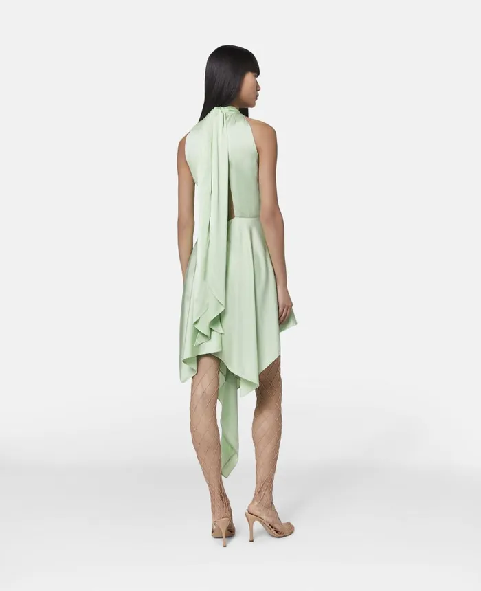 Stella McCartney Halterneck Asymmetric Midi Dress Fluoro Mint Women Dresses