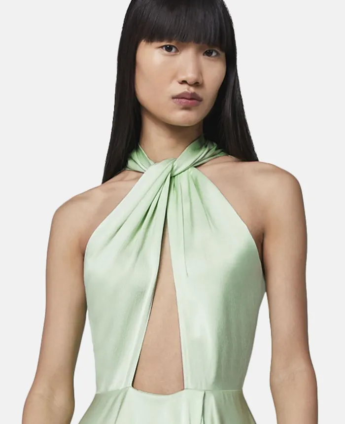 Stella McCartney Halterneck Asymmetric Midi Dress Fluoro Mint Women Dresses