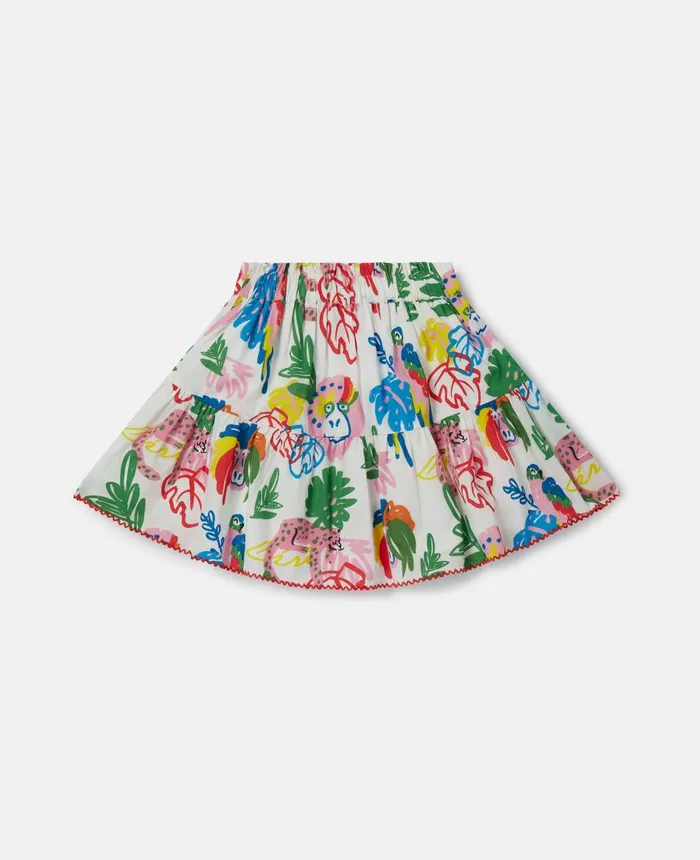 Stella McCartney Jungle Print Flared Skirt Ivory Multicolour Kids Pants and Shorts Stella McCartney Jungle Print Flared Skirt Ivory Multicolour Kids Pants and Shorts
