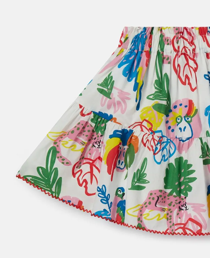 Stella McCartney Jungle Print Flared Skirt Ivory Multicolour Kids Pants and Shorts Stella McCartney Jungle Print Flared Skirt Ivory Multicolour Kids Pants and Shorts