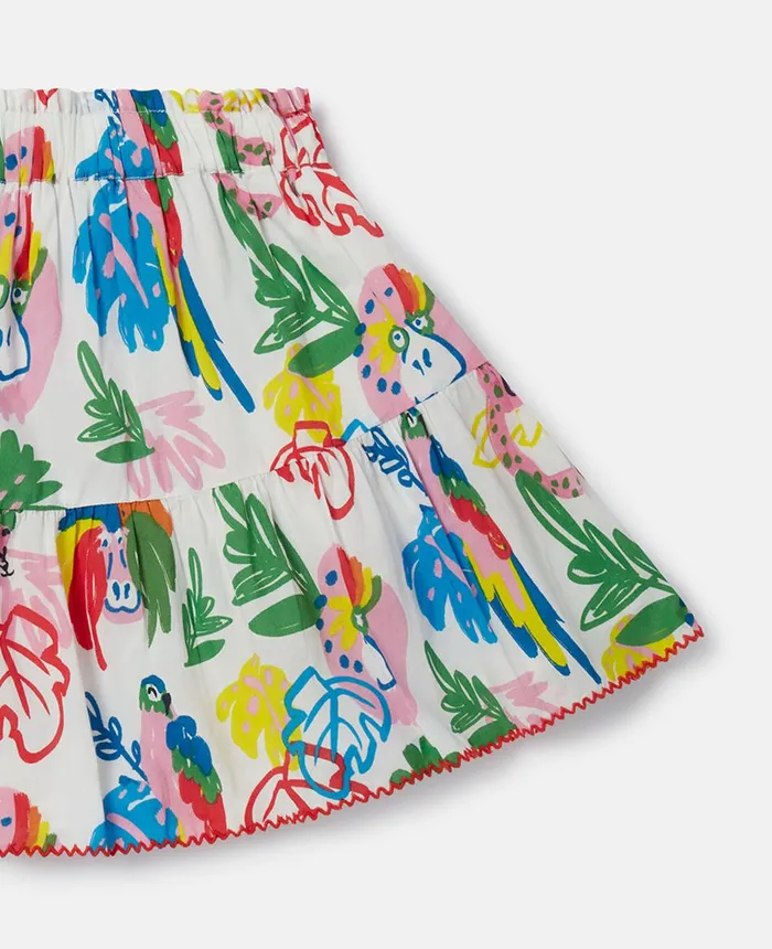 Stella McCartney Jungle Print Flared Skirt Ivory Multicolour Kids Pants and Shorts Stella McCartney Jungle Print Flared Skirt Ivory Multicolour Kids Pants and Shorts