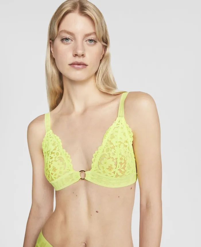 Stella McCartney Lace Flounce Bralette Neon Zest Women Lingerie And Sleepwear Stella McCartney Lace Flounce Bralette Neon Zest Women Lingerie And Sleepwear