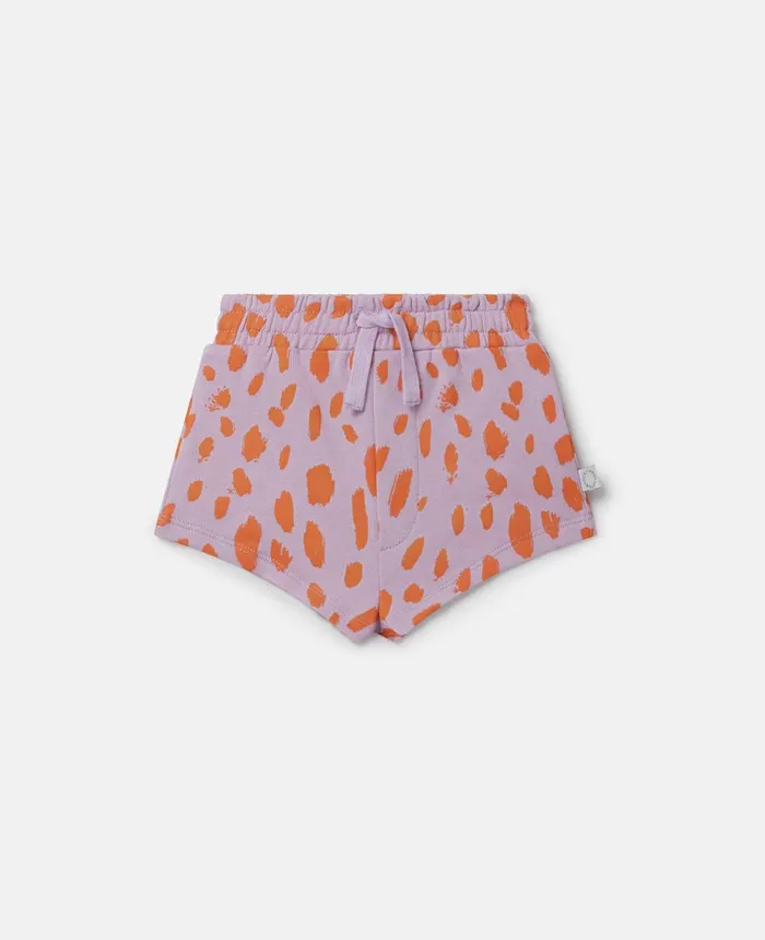 Stella McCartney Neon Leopard Print Sweat Shorts Pink Kids Pants and Shorts