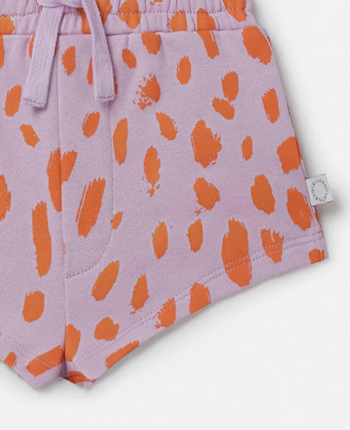 Stella McCartney Neon Leopard Print Sweat Shorts Pink Kids Pants and Shorts