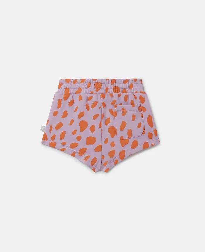 Stella McCartney Neon Leopard Print Sweat Shorts Pink Kids Pants and Shorts