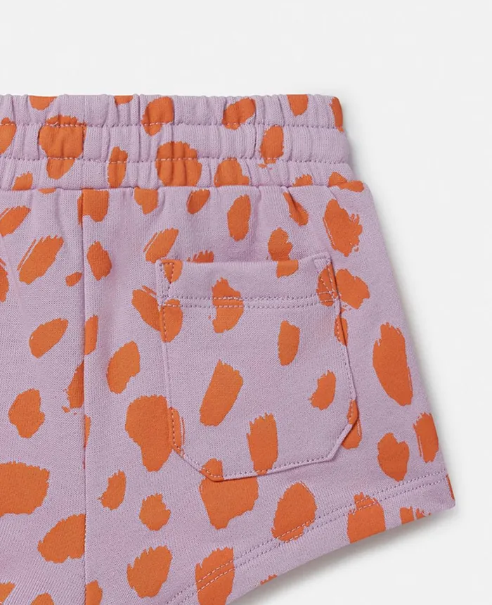 Stella McCartney Neon Leopard Print Sweat Shorts Pink Kids Pants and Shorts