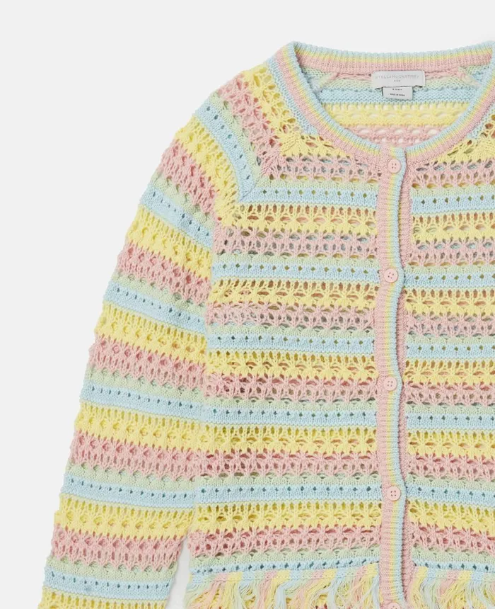 Stella McCartney Pastel Rainbow Stripe Crochet Cardigan Multicolour Kids TShirts And Tops Stella McCartney Pastel Rainbow Stripe Crochet Cardigan Multicolour Kids TShirts And Tops