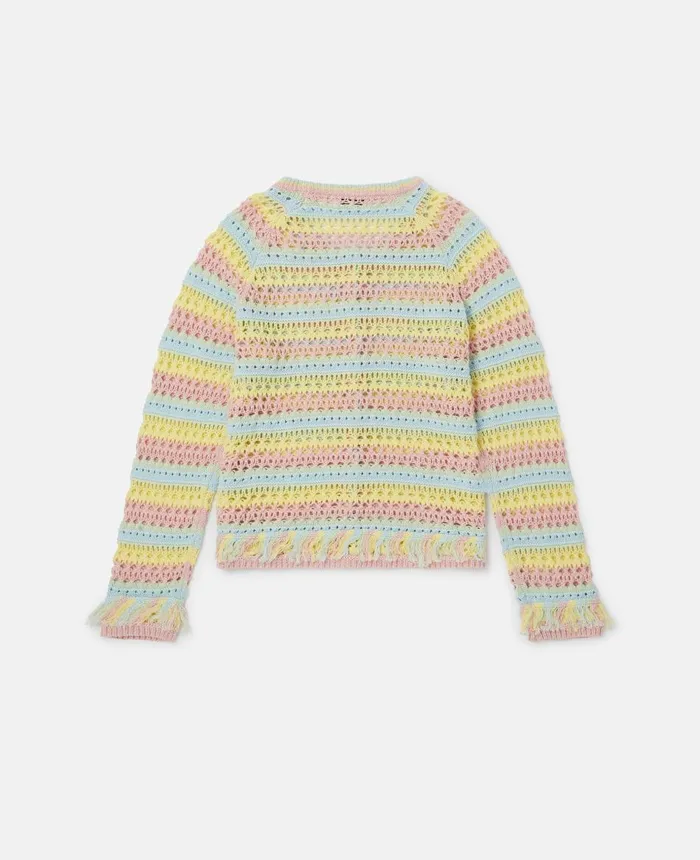 Stella McCartney Pastel Rainbow Stripe Crochet Cardigan Multicolour Kids TShirts And Tops Stella McCartney Pastel Rainbow Stripe Crochet Cardigan Multicolour Kids TShirts And Tops