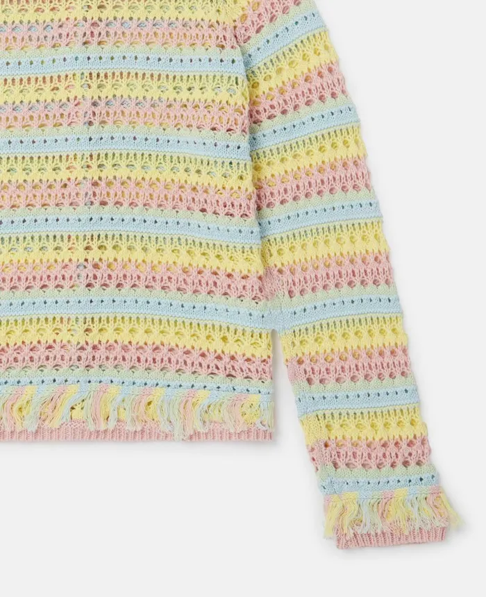 Stella McCartney Pastel Rainbow Stripe Crochet Cardigan Multicolour Kids TShirts And Tops Stella McCartney Pastel Rainbow Stripe Crochet Cardigan Multicolour Kids TShirts And Tops