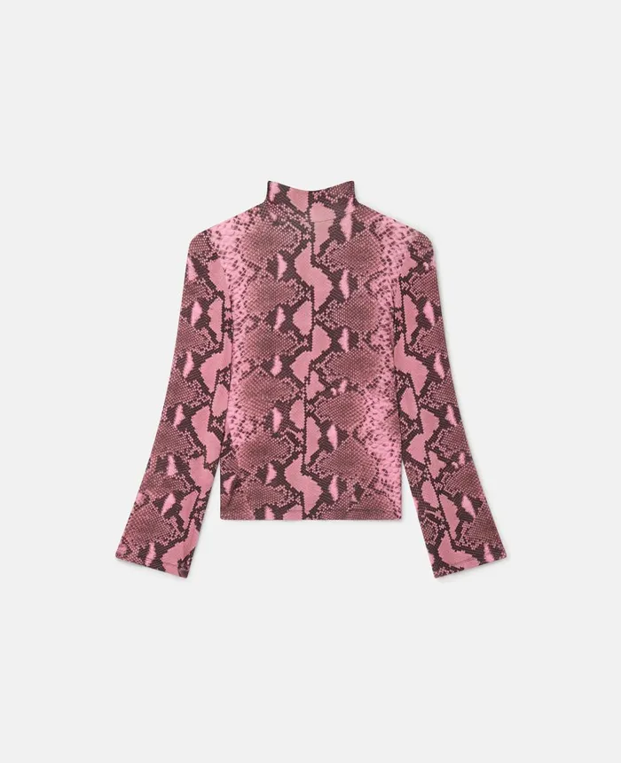 Stella McCartney Python Print Flared Sleeve Top Camellia Women Shirts And Tops Stella McCartney Python Print Flared Sleeve Top Camellia Women Shirts And Tops