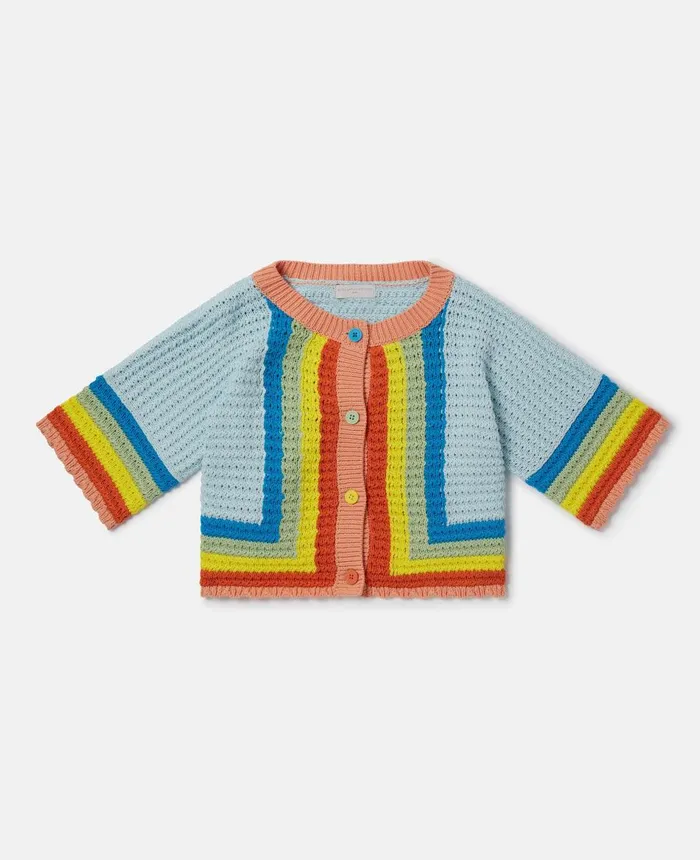 Stella McCartney Rainbow Patchwork Cardigan Multicolour Kids Sweaters and Cardigans Stella McCartney Rainbow Patchwork Cardigan Multicolour Kids Sweaters and Cardigans