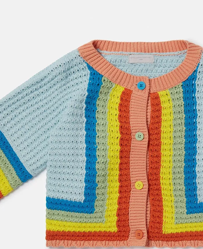 Stella McCartney Rainbow Patchwork Cardigan Multicolour Kids Sweaters and Cardigans Stella McCartney Rainbow Patchwork Cardigan Multicolour Kids Sweaters and Cardigans