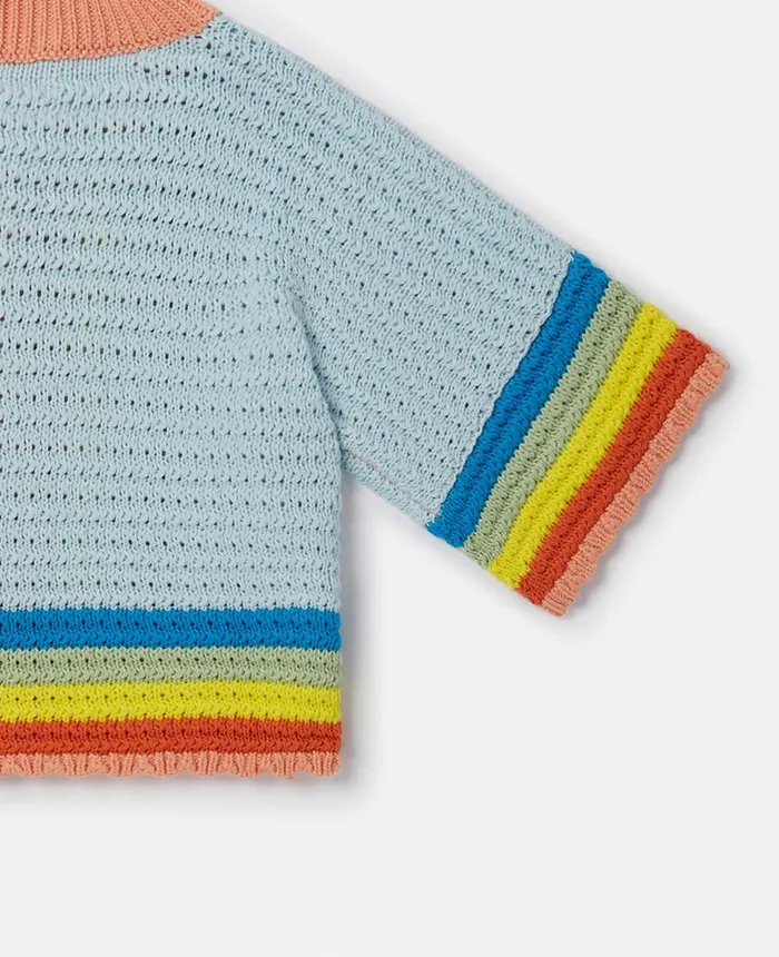Stella McCartney Rainbow Patchwork Cardigan Multicolour Kids Sweaters and Cardigans Stella McCartney Rainbow Patchwork Cardigan Multicolour Kids Sweaters and Cardigans