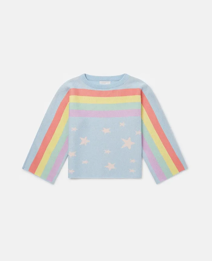 Stella McCartney Rainbow Star Print Jumper Light Blue Kids Sweaters and Cardigans Stella McCartney Rainbow Star Print Jumper Light Blue Kids Sweaters and Cardigans