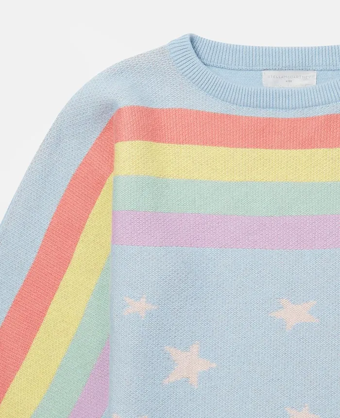 Stella McCartney Rainbow Star Print Jumper Light Blue Kids Sweaters and Cardigans Stella McCartney Rainbow Star Print Jumper Light Blue Kids Sweaters and Cardigans
