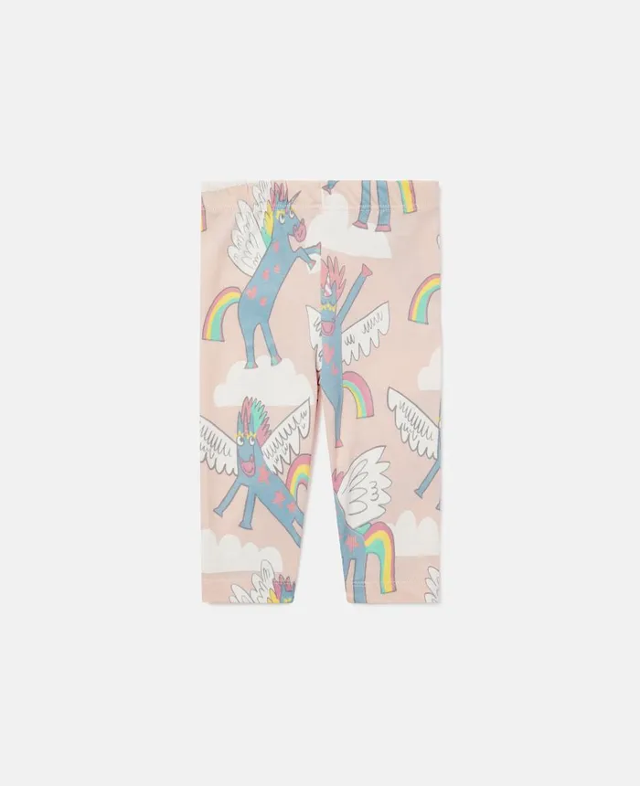 Stella McCartney Rainbow Unicorn Print Leggings Blue Kids Pants and Shorts