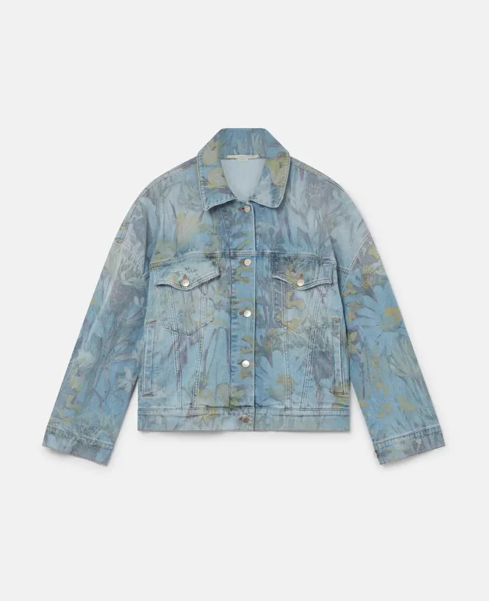 Stella McCartney Rewild Flora Print Oversized Denim Jacket Printed Blue Women Denim
